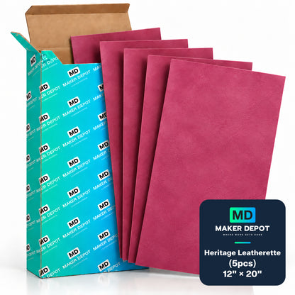 MakerDepot 1.5mm Heritage Leatherette Sheets, 12" × 20", 5 Pack for Laser Engraving & Cutting