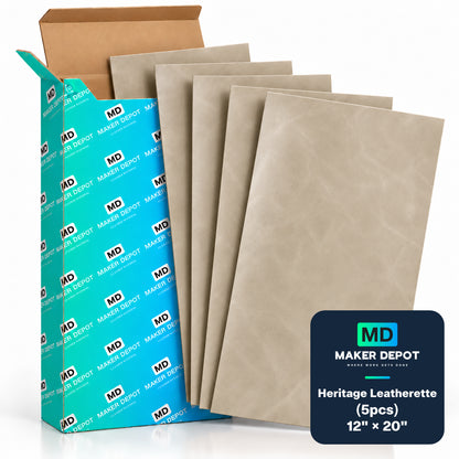MakerDepot 1.5mm Heritage Leatherette Sheets, 12" × 20", 5 Pack for Laser Engraving & Cutting