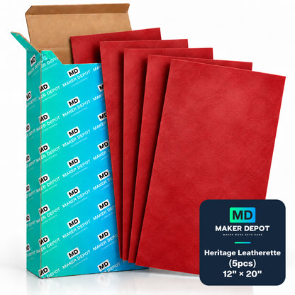 MakerDepot 1.5mm Heritage Leatherette Sheets, 12" × 20", 5 Pack for Laser Engraving & Cutting
