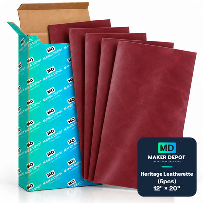 MakerDepot 1.5mm Heritage Leatherette Sheets, 12" × 20", 5 Pack for Laser Engraving & Cutting
