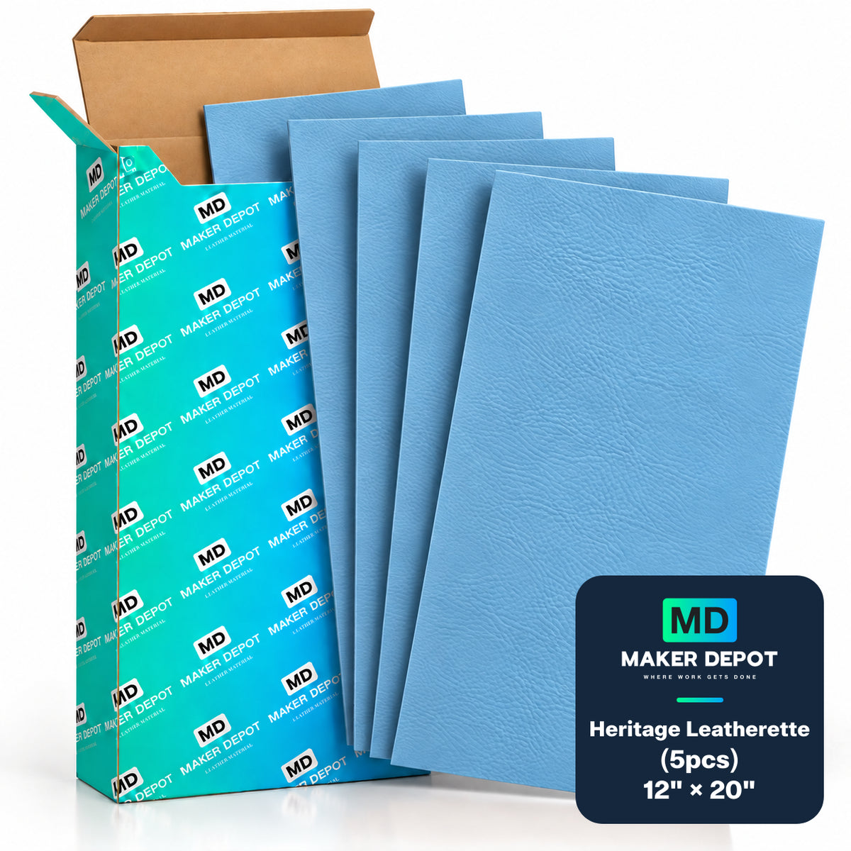 MakerDepot 1.5mm Heritage Leatherette Sheets, 12" × 20", 5 Pack for Laser Engraving & Cutting