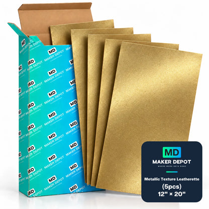 MakerDepot Metallic Texture Leatherette Sheets, 12" × 20", 5 Pack for Laser Engraving & Cutting