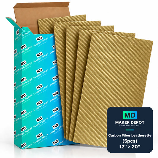 MakerDepot Carbon Fiber Heat-activated adhesive Leatherette Sheets, 12" × 20", Pack of 5 for Laser Engraving & Cutting