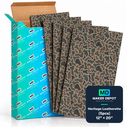 MakerDepot 1.5mm Heritage Leatherette Sheets, 12" × 20", 5 Pack for Laser Engraving & Cutting