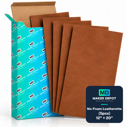 MakerDepot 1.0mm No-Foam Leatherette Sheets, 12" × 20", 5 Pack for Laser Engraving & Cutting