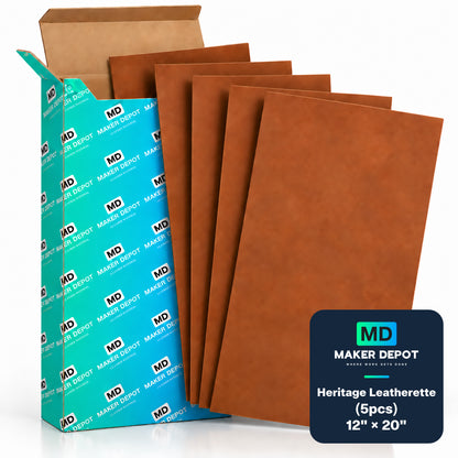 MakerDepot 1.5mm Heritage Leatherette Sheets, 12" × 20", 5 Pack for Laser Engraving & Cutting