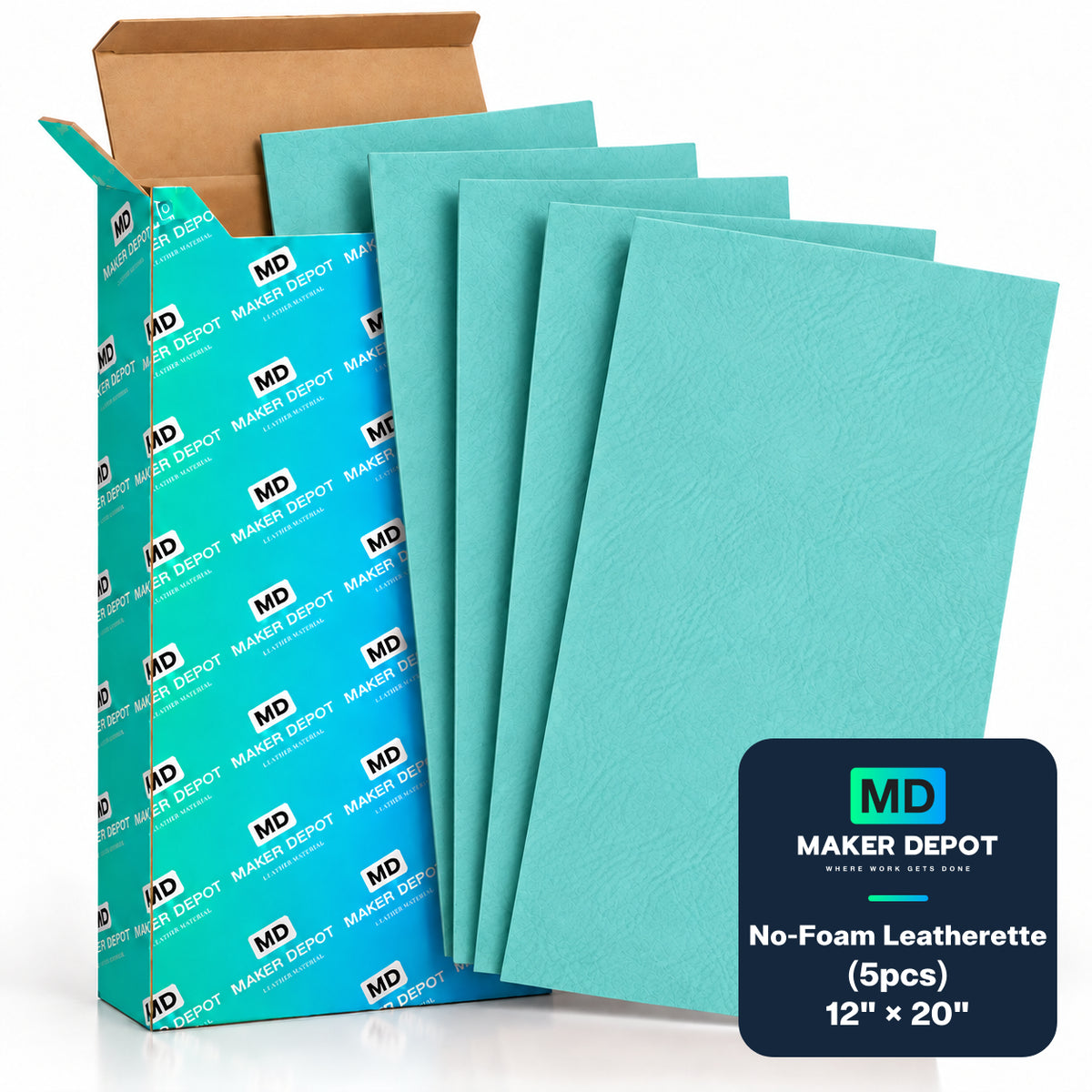 MakerDepot 1.0mm No-Foam Leatherette Sheets, 12" × 20", 5 Pack for Laser Engraving & Cutting