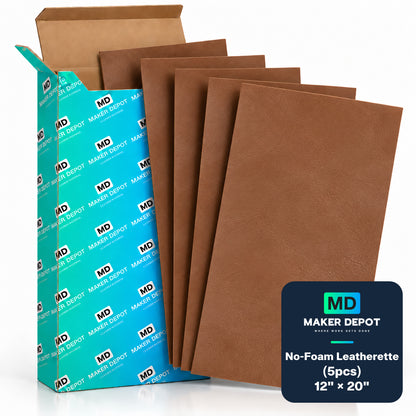 MakerDepot 1.0mm No-Foam Leatherette Sheets, 12" × 20", 5 Pack for Laser Engraving & Cutting
