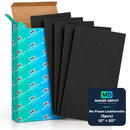 MakerDepot 1.0mm No-Foam Leatherette Sheets, 12" × 20", 5 Pack for Laser Engraving & Cutting