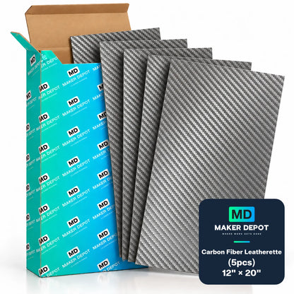 MakerDepot Carbon Fiber Leatherette Sheets, 12" × 20", 5 Pack for Laser Engraving & Cutting