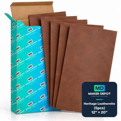MakerDepot 1.5mm Heritage Leatherette Sheets, 12" × 20", 5 Pack for Laser Engraving & Cutting