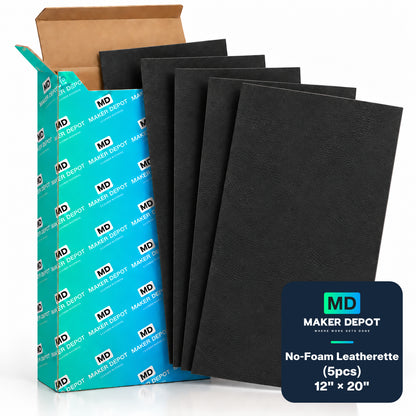 MakerDepot 1.0mm No-Foam Leatherette Sheets, 12" × 20", 5 Pack for Laser Engraving & Cutting