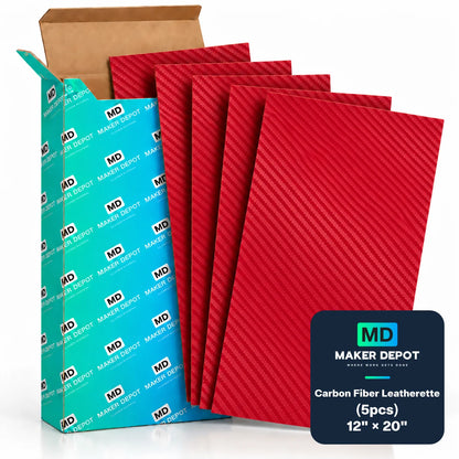 MakerDepot Carbon Fiber Leatherette Sheets, 12" × 20", 5 Pack for Laser Engraving & Cutting