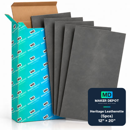 MakerDepot 1.5mm Heritage Leatherette Sheets, 12" × 20", 5 Pack for Laser Engraving & Cutting