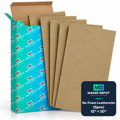 MakerDepot 1.0mm No-Foam Leatherette Sheets, 12" × 20", 5 Pack for Laser Engraving & Cutting