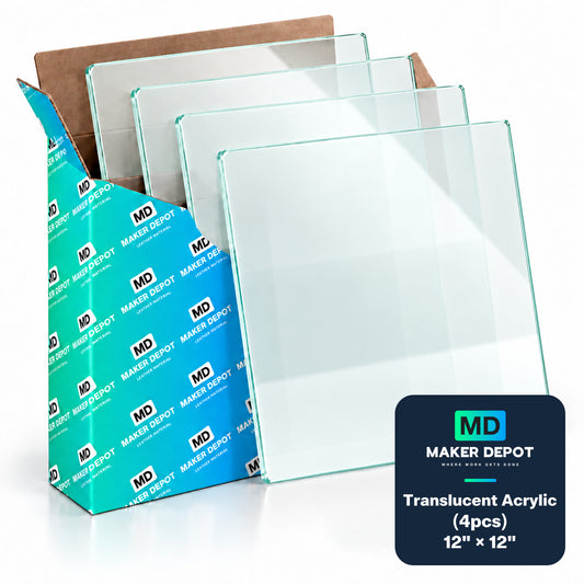 MakerDepot 1/8" Translucent Acrylic Sheets, 12" × 12", Pack of 4 for Laser Engraving & Cutting