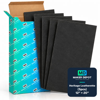 MakerDepot 1.5mm Heritage Leatherette Sheets, 12" × 20", 5 Pack for Laser Engraving & Cutting