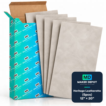 MakerDepot 1.5mm Heritage Leatherette Sheets, 12" × 20", 5 Pack for Laser Engraving & Cutting