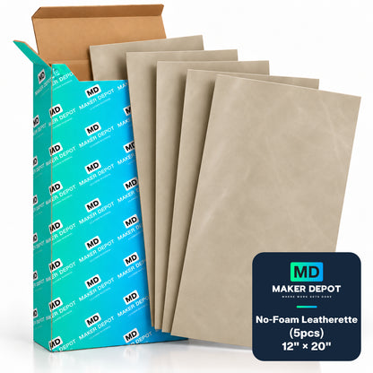 MakerDepot 1.0mm No-Foam Leatherette Sheets, 12" × 20", 5 Pack for Laser Engraving & Cutting