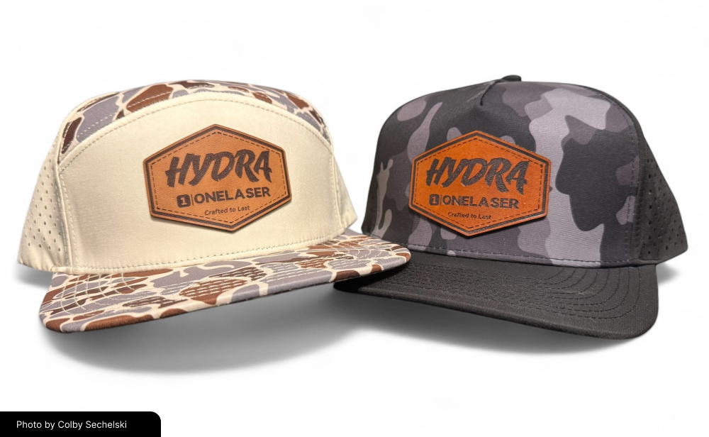 Laser cut engraved idea leather hat patches