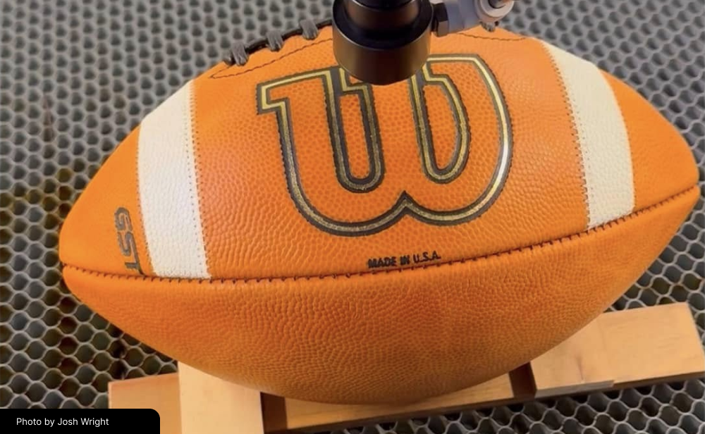 Laser cut engraved idea leather football