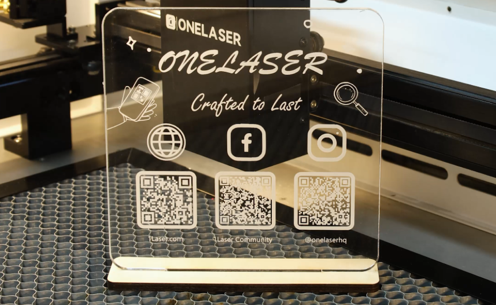 Laser cut engraved idea acrylic qr code
