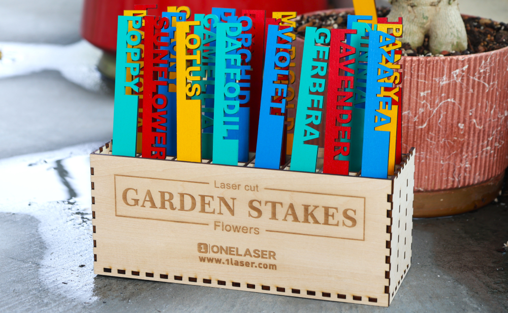 Laser cut engraved idea garden stakes