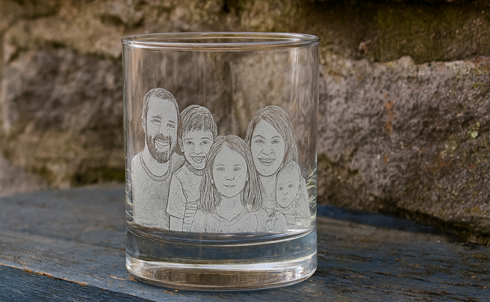 Laser cut engraved idea glass cup 