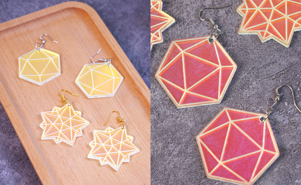 Laser cut engraved idea acrylic earrings