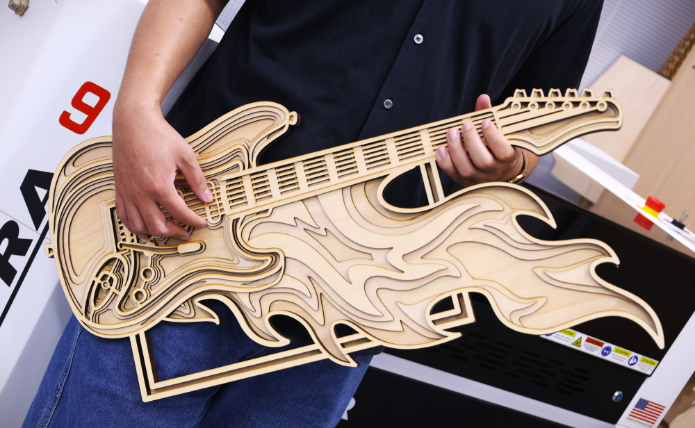 Laser cut engraved idea multi layer guitar