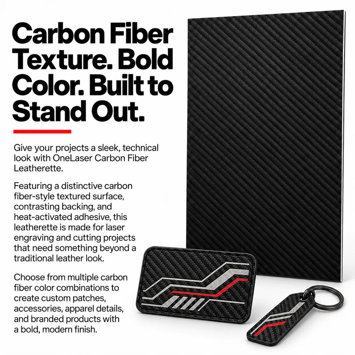 MakerDepot Carbon Fiber Leatherette Sheets, 12" × 20", 5 Pack for Laser Engraving & Cutting