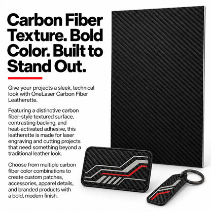 MakerDepot Carbon Fiber Leatherette Sheets, 12" × 20", 5 Pack for Laser Engraving & Cutting