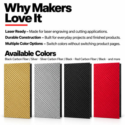 MakerDepot Carbon Fiber Leatherette Sheets, 12" × 20", 5 Pack for Laser Engraving & Cutting