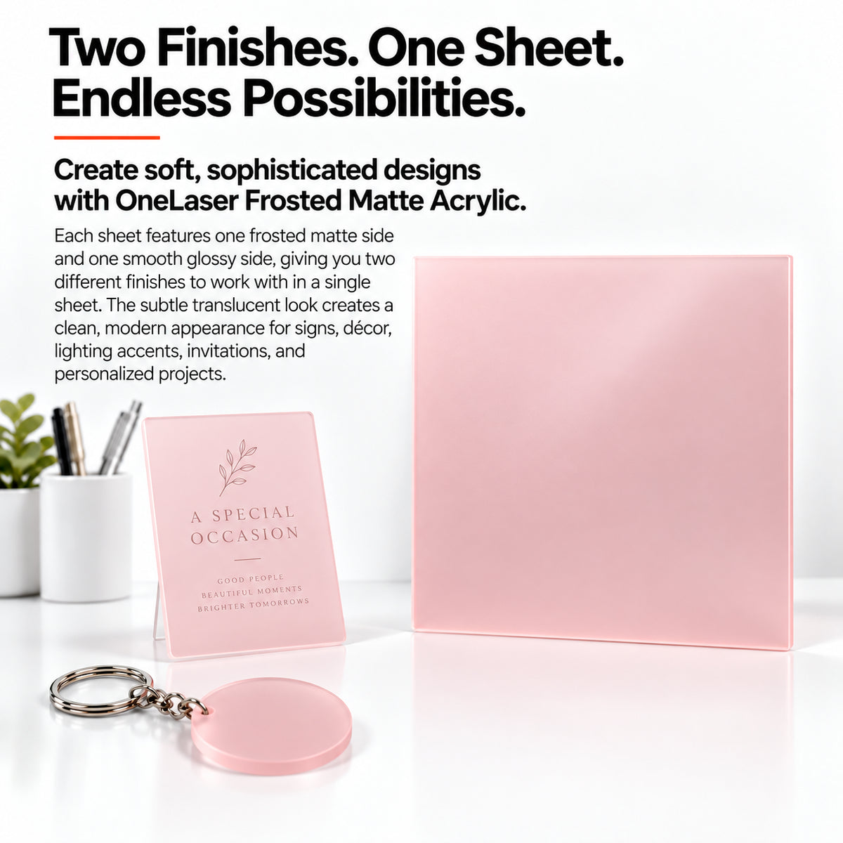MakerDepot 1/8" Frosted Matte Acrylic Sheets, 12" × 12", 4 Pack for Laser Engraving & Cutting