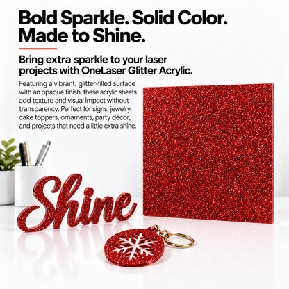 MakerDepot 1/8" Glitter Acrylic Sheets, 12" × 12", 4 Pack for Laser Engraving & Cutting