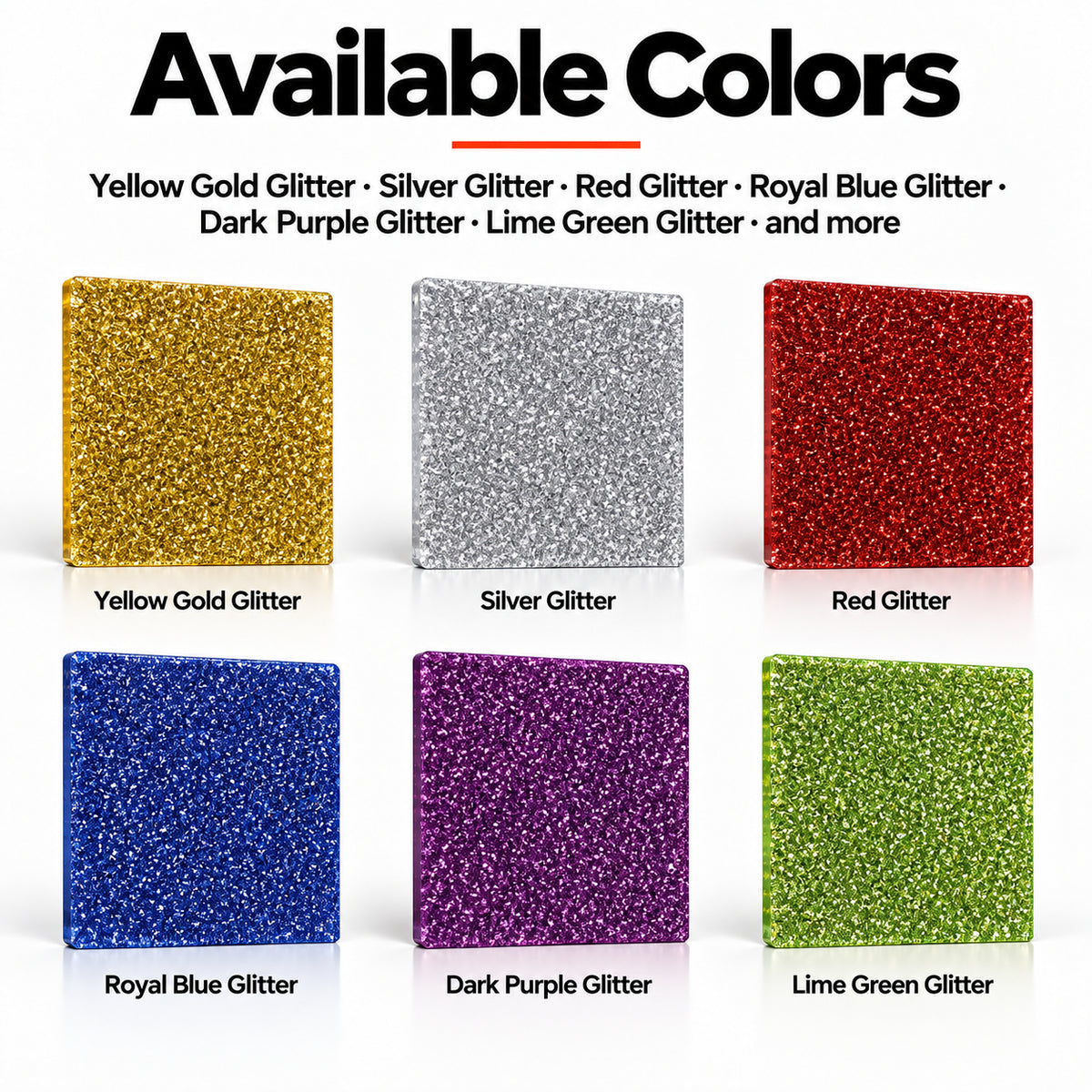 MakerDepot 1/8" Glitter Acrylic Sheets, 12" × 12", 4 Pack for Laser Engraving & Cutting