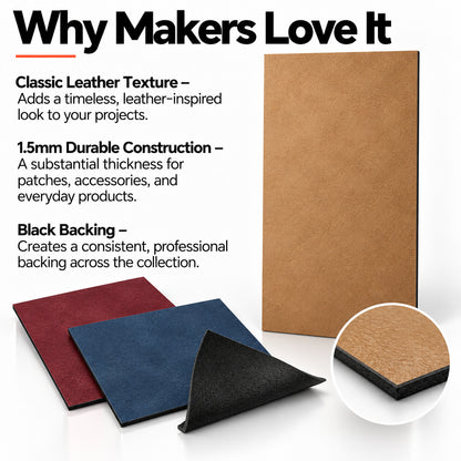 MakerDepot 1.5mm Heritage Leatherette Sheets, 12" × 20", 5 Pack for Laser Engraving & Cutting