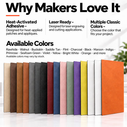 MakerDepot 1.5mm Heritage Leatherette Sheets, 12" × 20", 5 Pack for Laser Engraving & Cutting