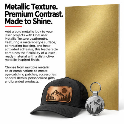 MakerDepot Metallic Texture Leatherette Sheets, 12" × 20", 5 Pack for Laser Engraving & Cutting