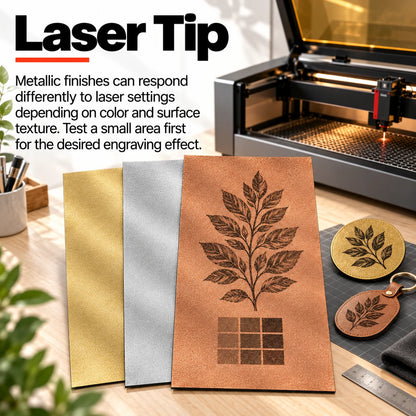 MakerDepot Metallic Texture Leatherette Sheets, 12" × 20", 5 Pack for Laser Engraving & Cutting