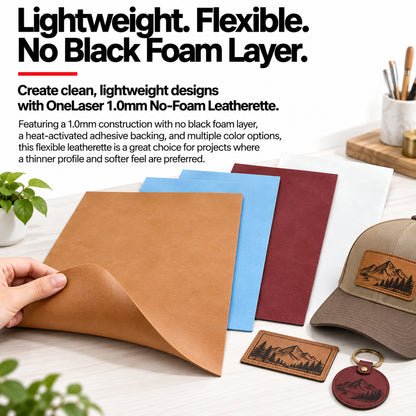 MakerDepot 1.0mm No-Foam Leatherette Sheets, 12" × 20", 5 Pack for Laser Engraving & Cutting