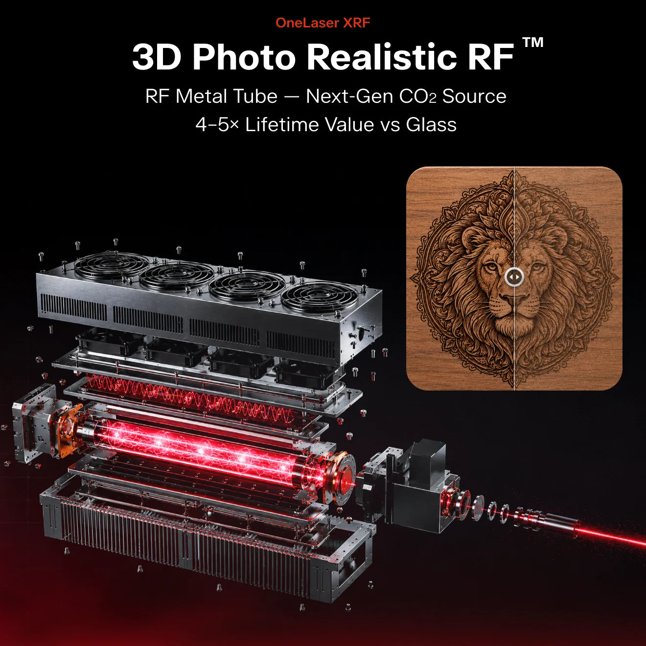OneLaser XRF 38W Flagship All-In-One RF Metal Tube CO2 Laser Engraver & Cutter | 24"×12" Work Area