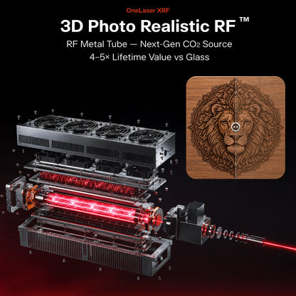OneLaser XRF 38W Flagship All-In-One RF Metal Tube CO2 Laser Engraver & Cutter | 24"×12" Work Area