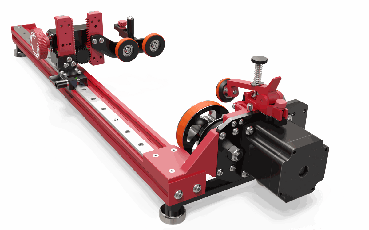 PiBurn V laser rotary attachment on workbench for OneLaser engraving