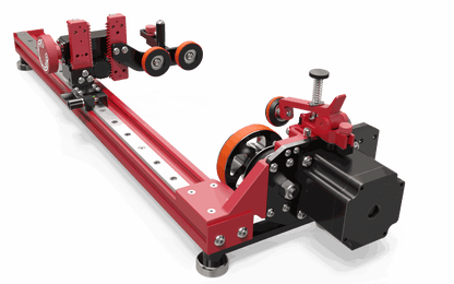 PiBurn V laser rotary attachment on workbench for OneLaser engraving