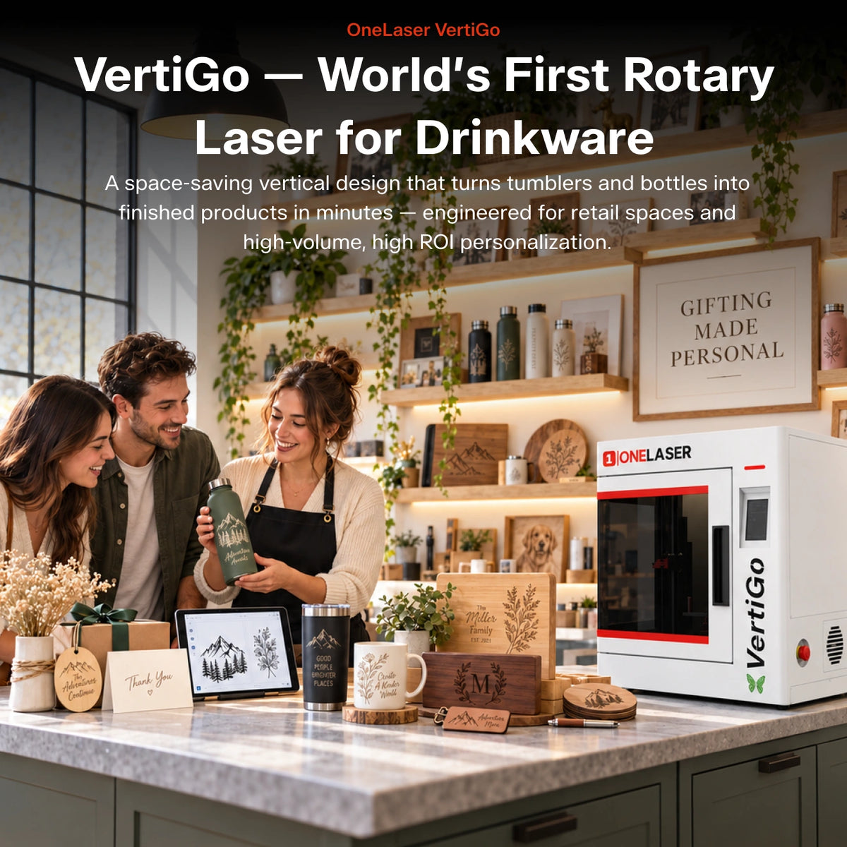 OneLaser VertiGo™ - Performance Rotary Laser for Drinkware (38W RF)