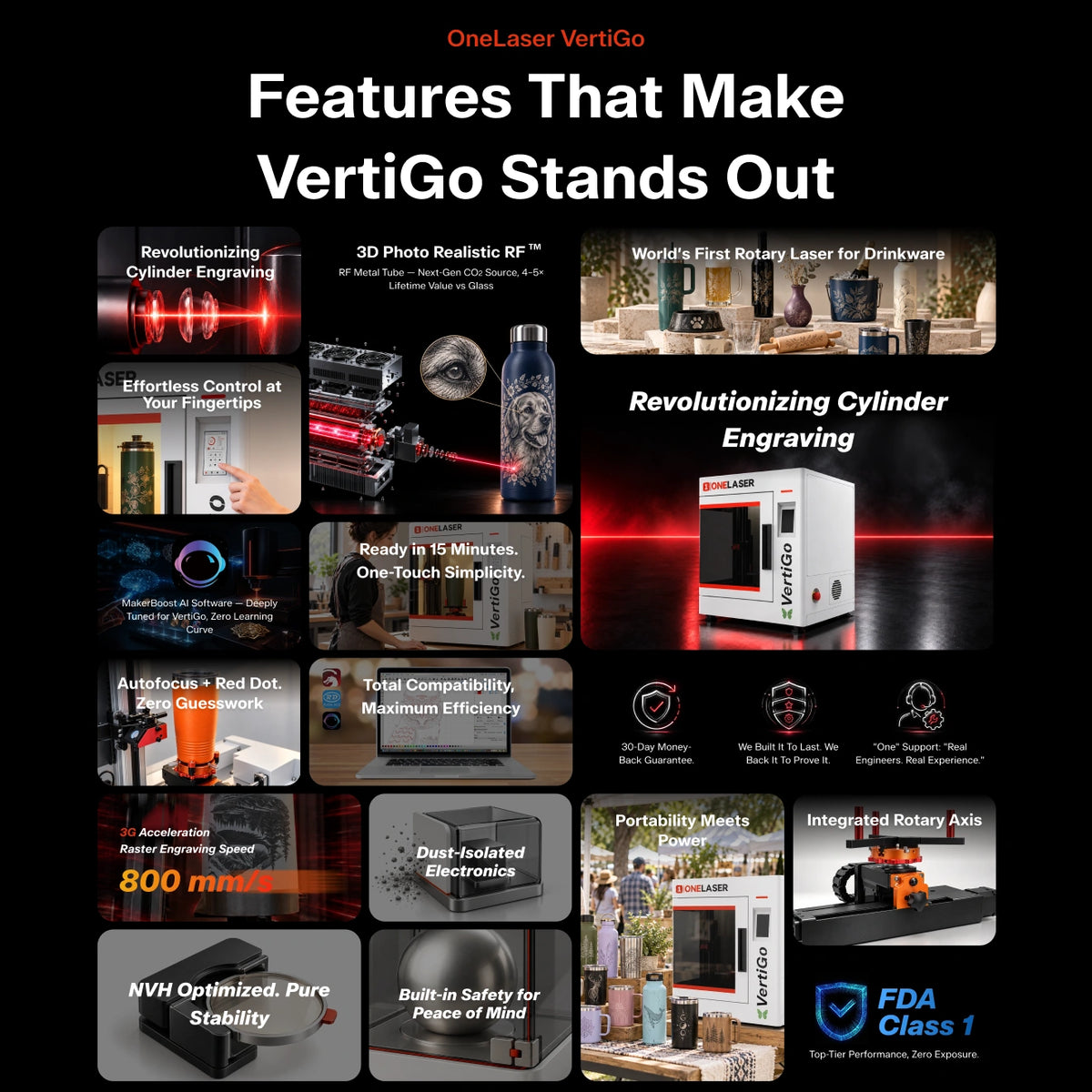OneLaser VertiGo™ - Performance Rotary Laser for Drinkware (38W RF)